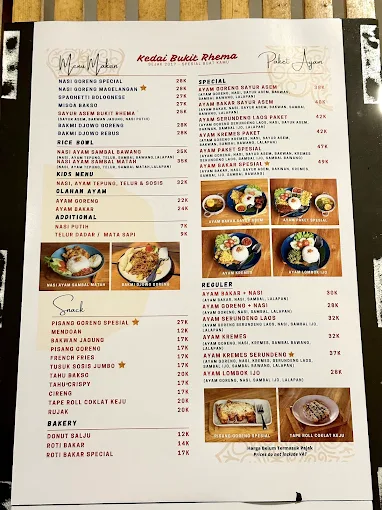 Menu Bukit Rhema